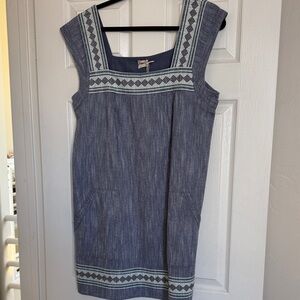 Faherty Blue and White Square Neck Mini Sundress NWT SZ L